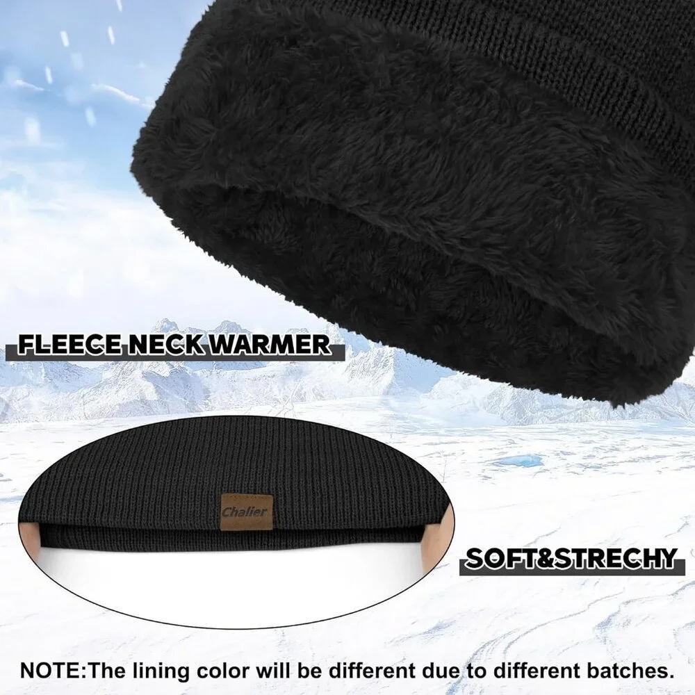 Womens DarkBlack  Scarf Winter Double-Layer Neck Warmer Knit Fleece Lined Circle